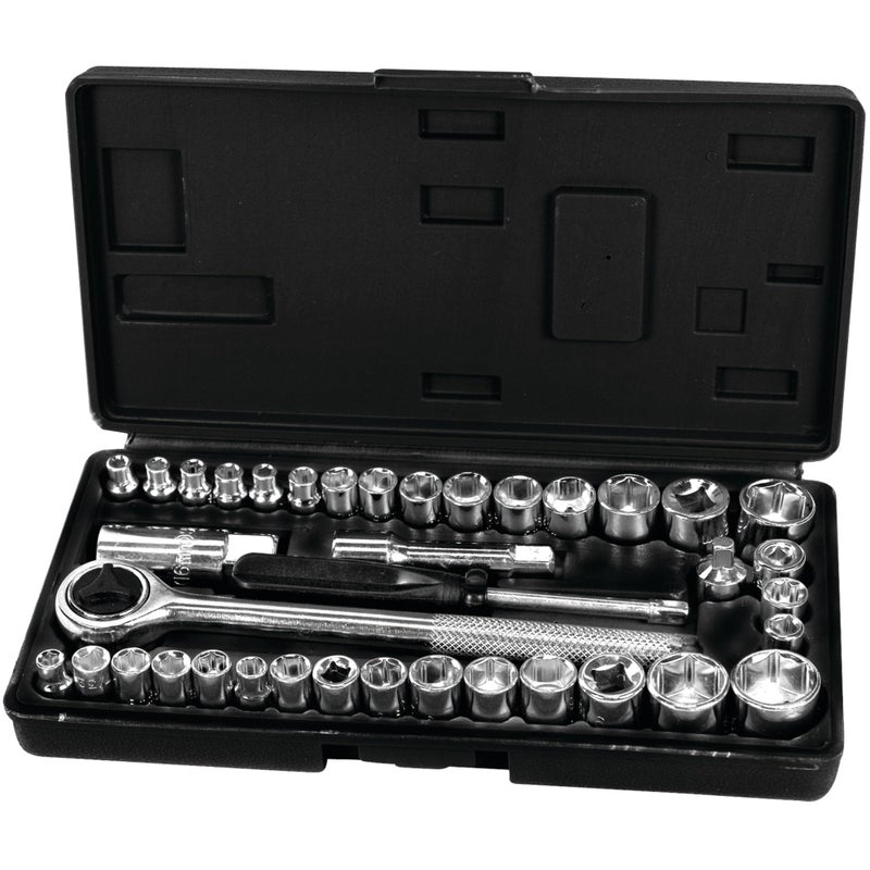 Performance Tool 1950 40-Piece Socket Set for Mechanics and DIY Enthusiasts - Durable and Versatile Tool Kit for Automotive and Home Repairs